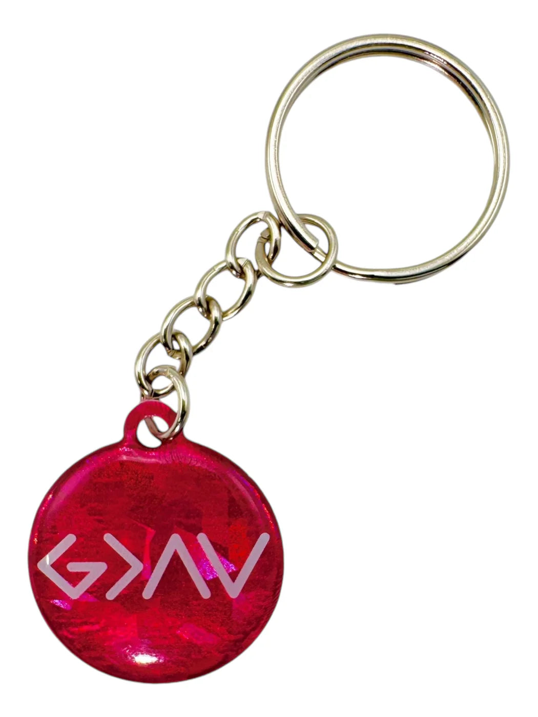 Tap to Pray Keychain - Pink Crystal God is Greater