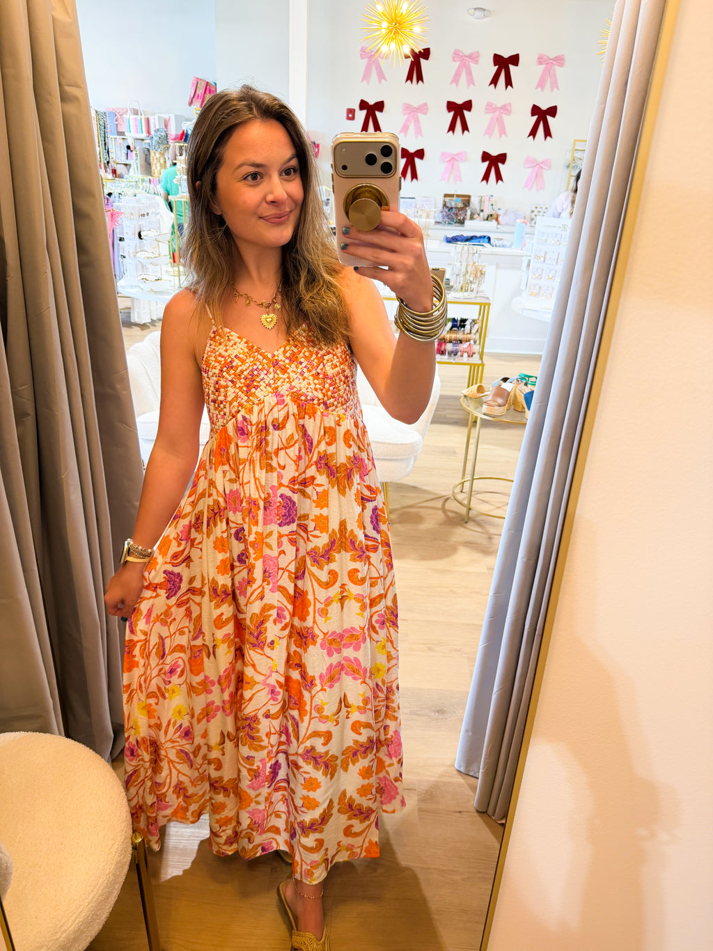 *Woven Floral Bodice Maxi Dress*