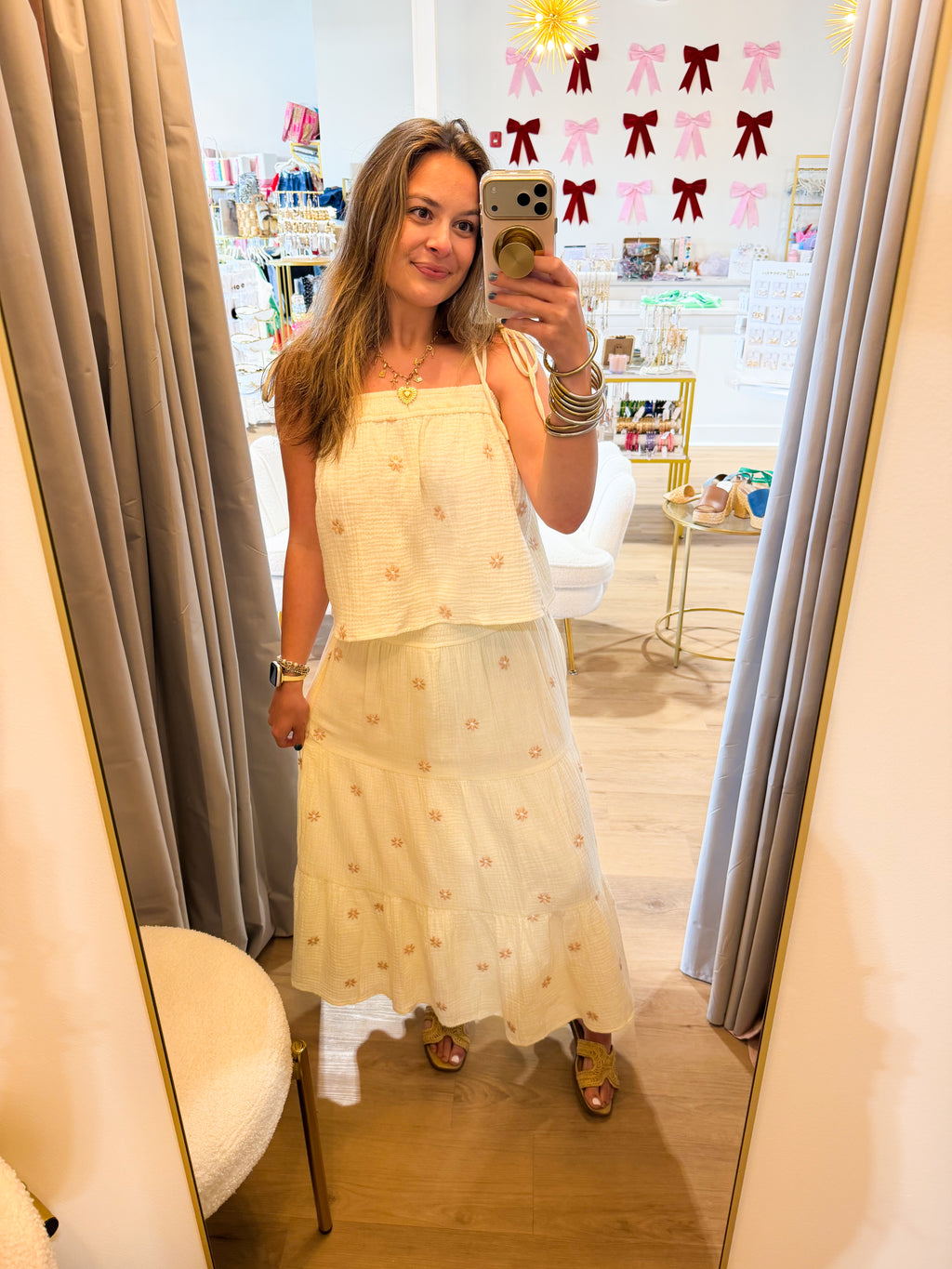 Sunset Field Embroidered Cotton Gauze
Smocked Set