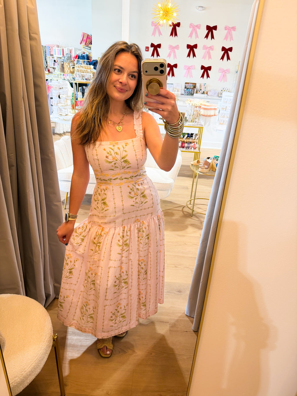 FLORAL DROP WAIST SLEEVELESS MIDI DRESS
