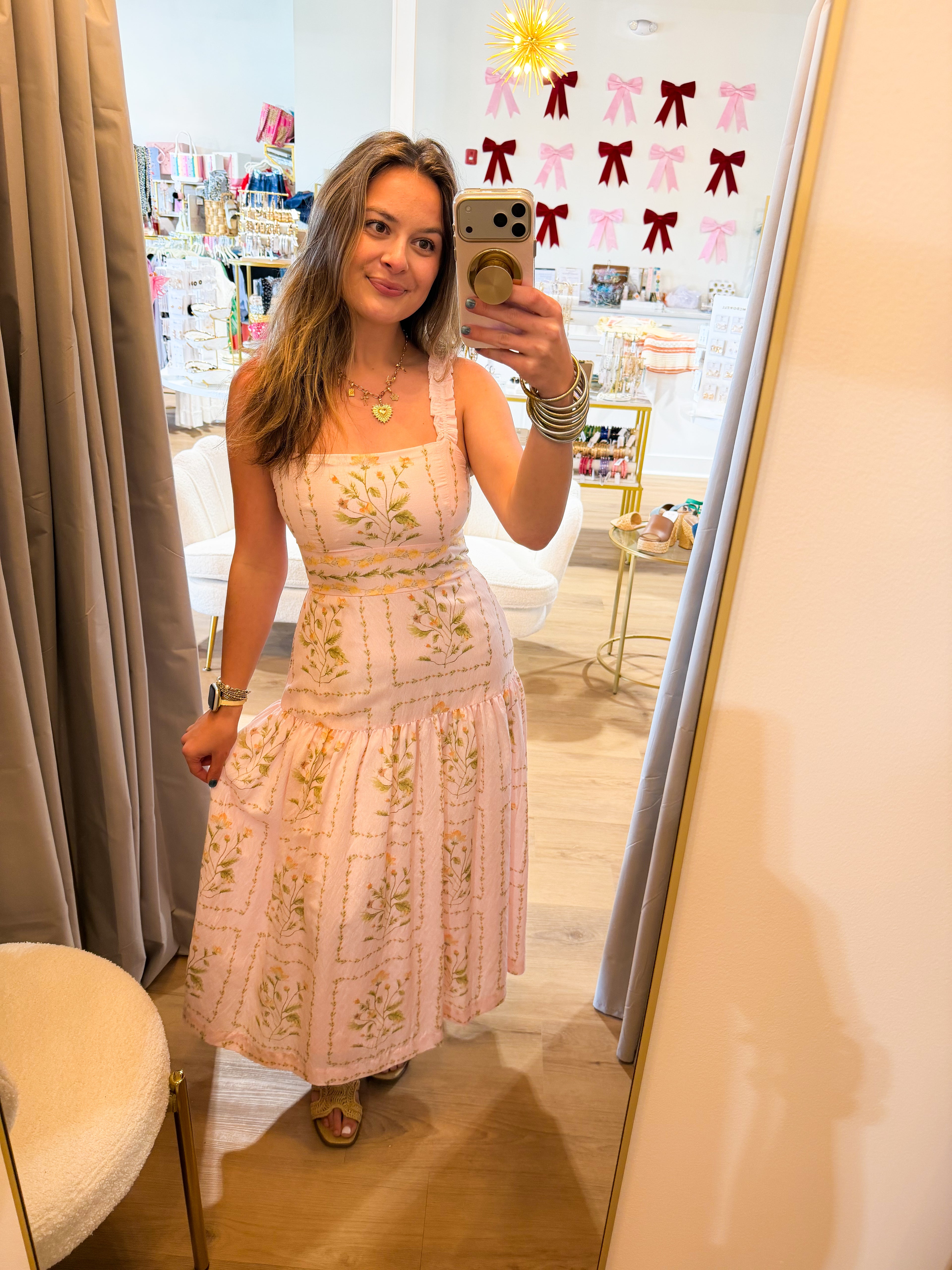 FLORAL DROP WAIST SLEEVELESS MIDI DRESS