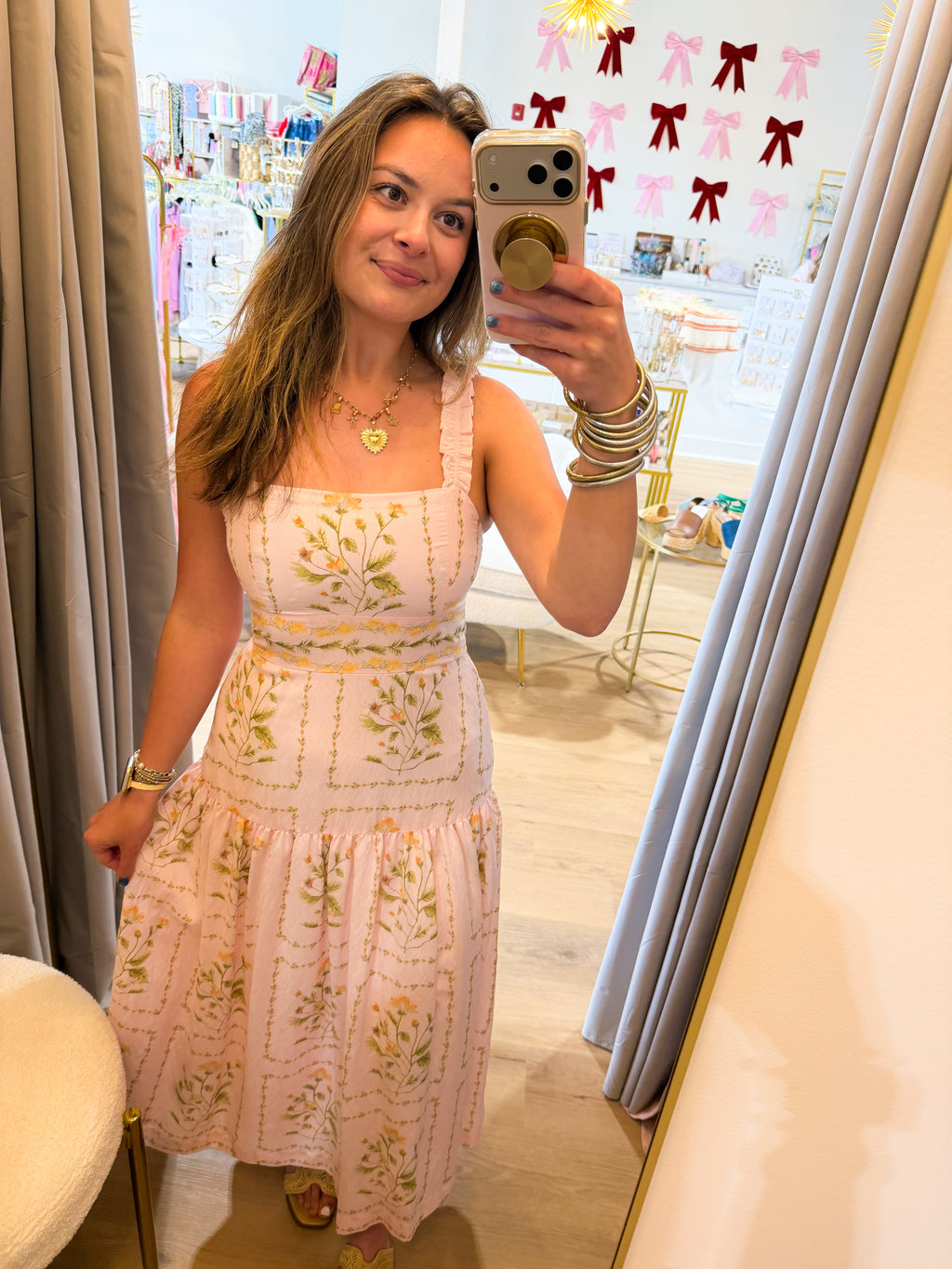 FLORAL DROP WAIST SLEEVELESS MIDI DRESS