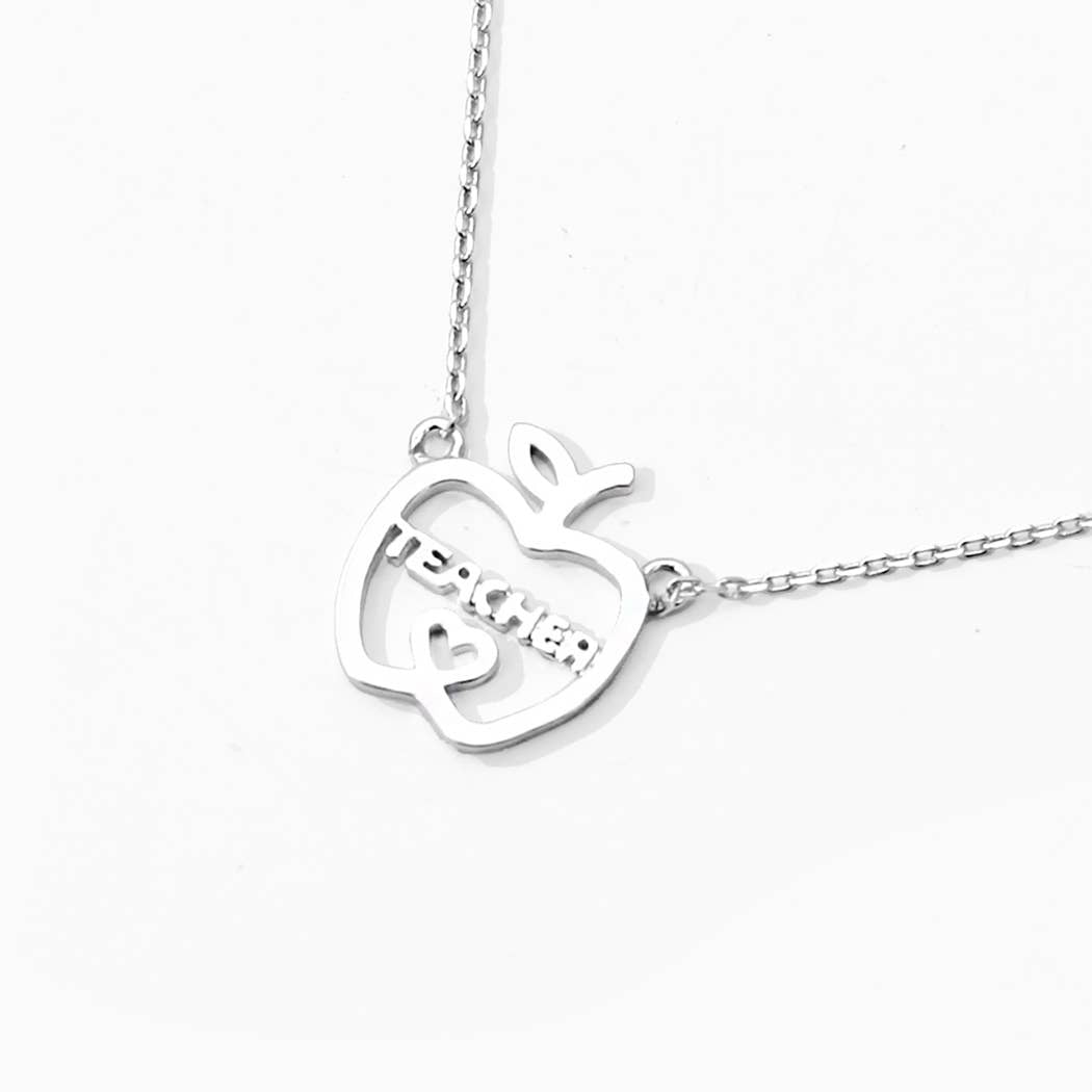 Teacher Apple Shaped Gold Dipped Necklace