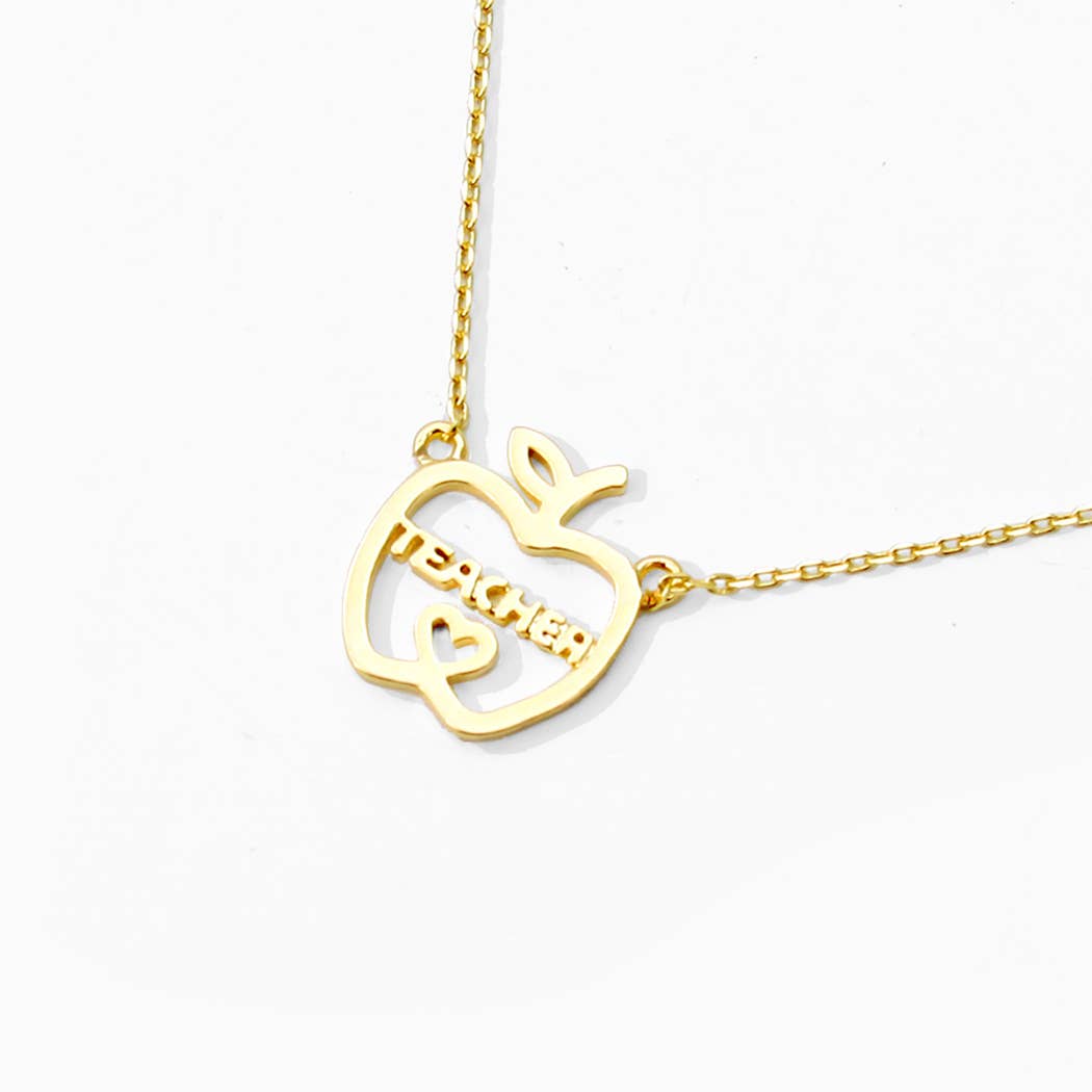 Teacher Apple Shaped Gold Dipped Necklace