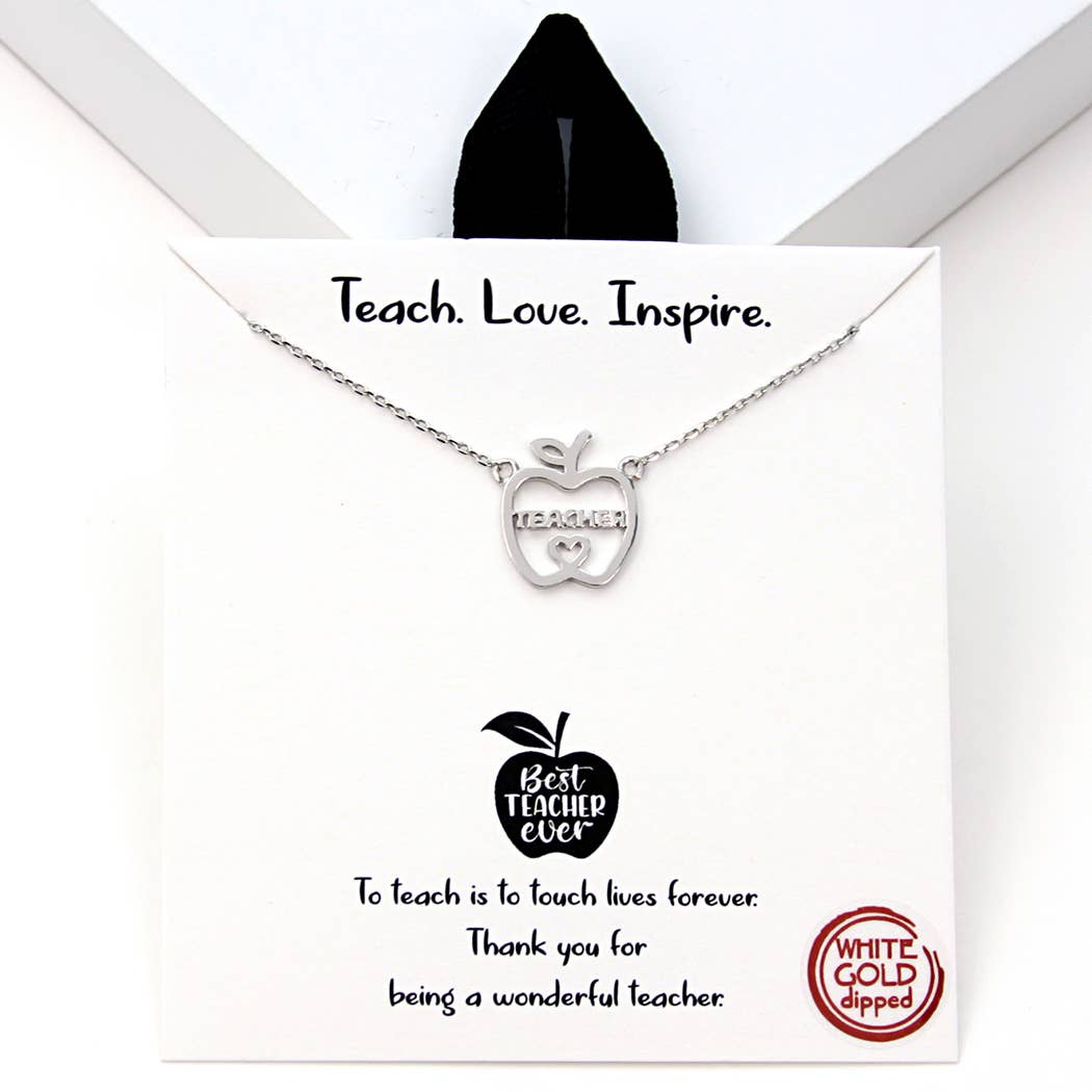 Teacher Apple Shaped Gold Dipped Necklace