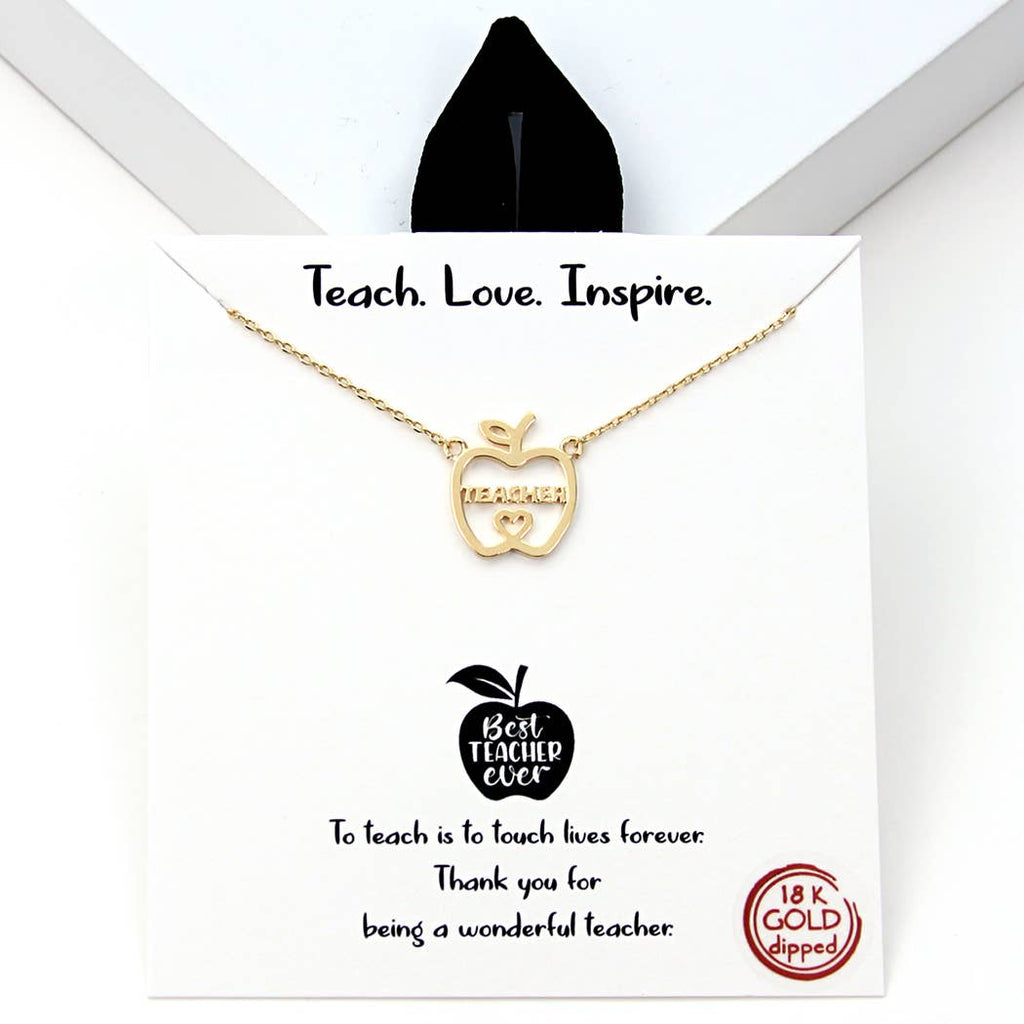 Teacher Apple Shaped Gold Dipped Necklace