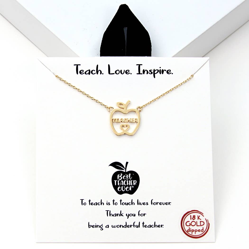 Teacher Apple Shaped Gold Dipped Necklace