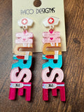Bright Colorful NURSE Dangle Post Earrings