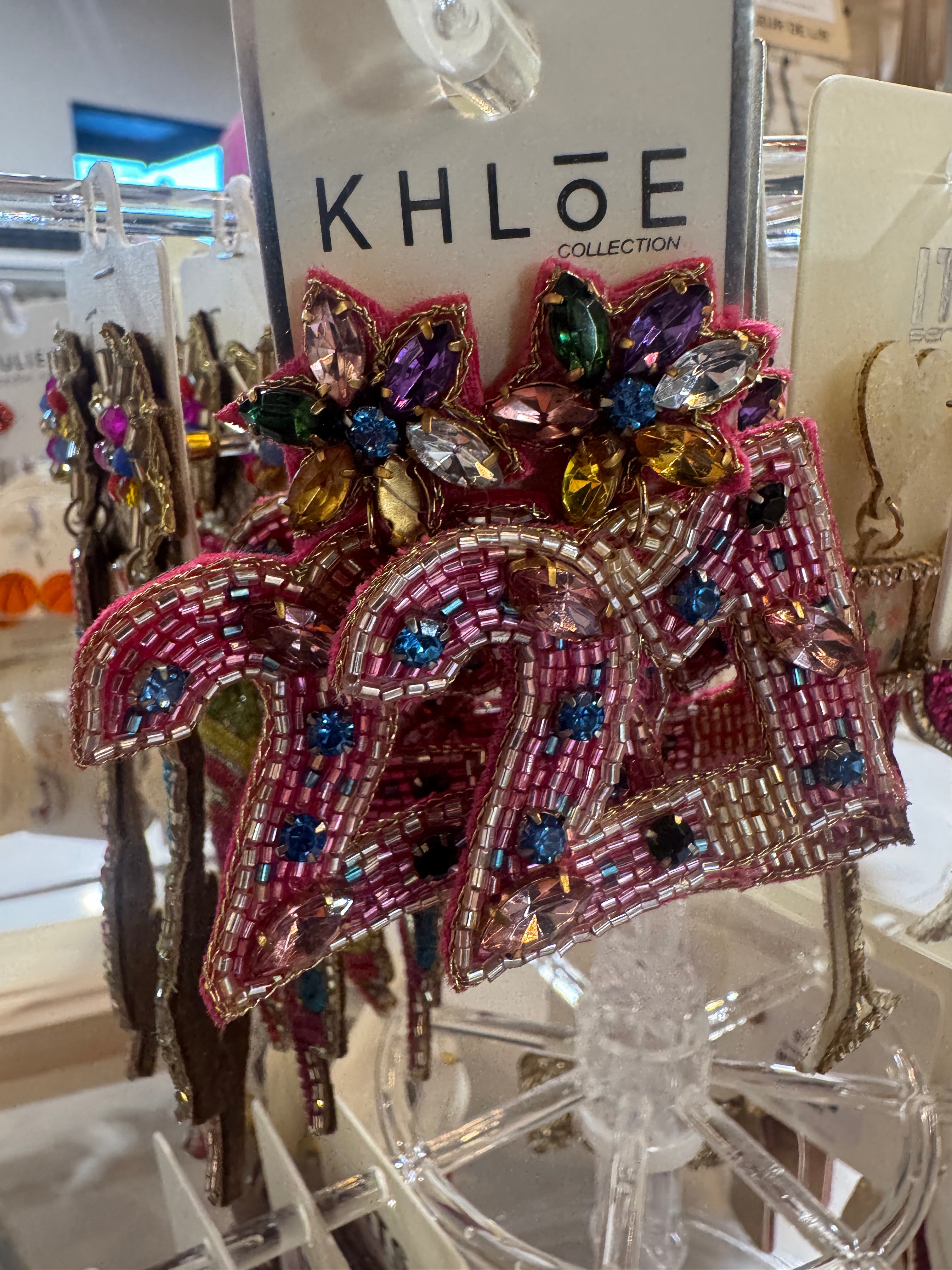 Pink/Multicolor Beaded Birthday Age Earrings