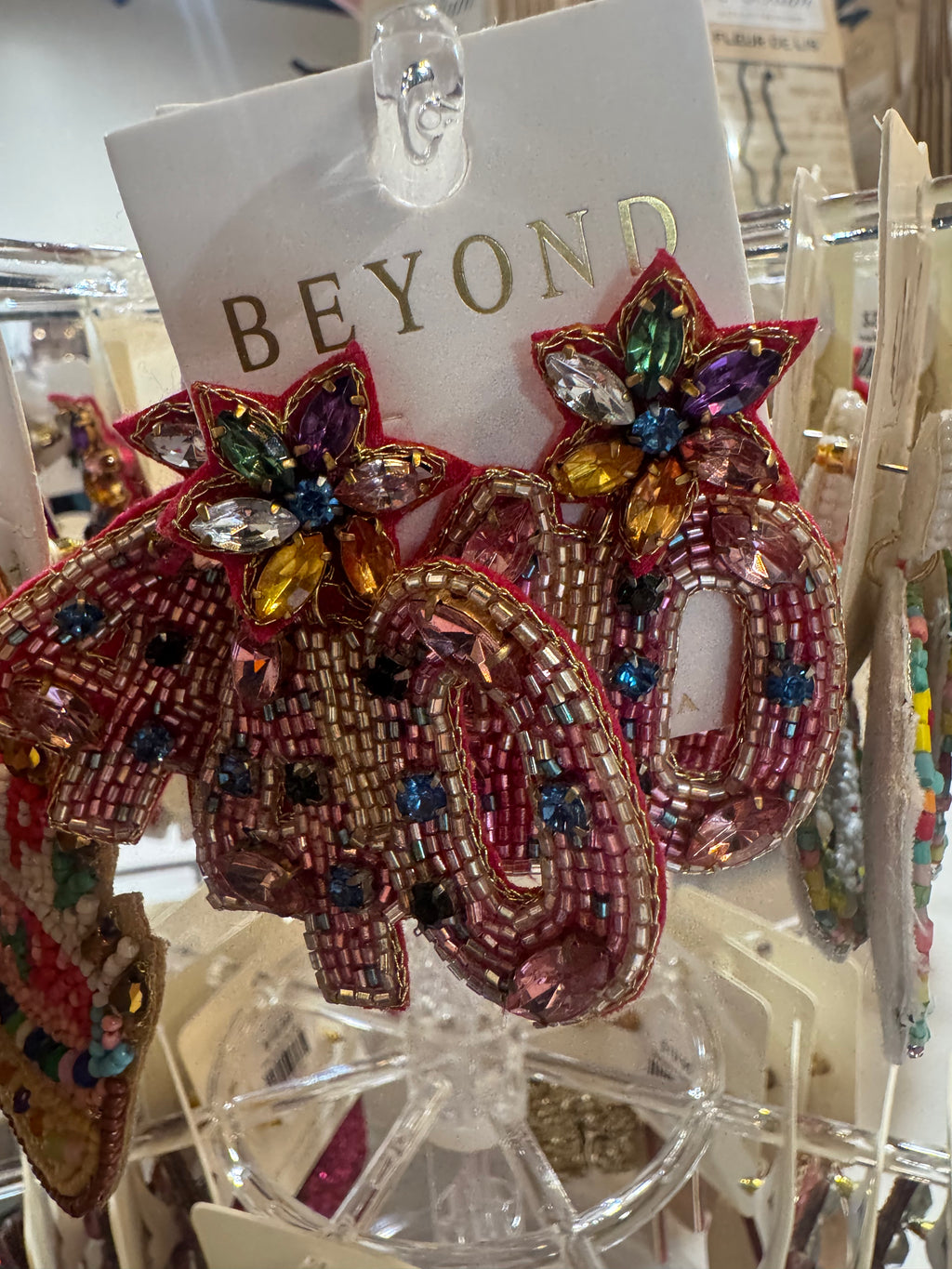 Pink/Multicolor Beaded Birthday Age Earrings