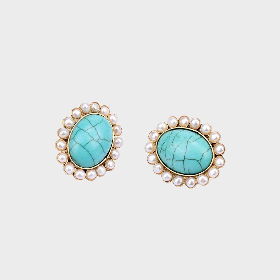 Turquoise Pearl Earring