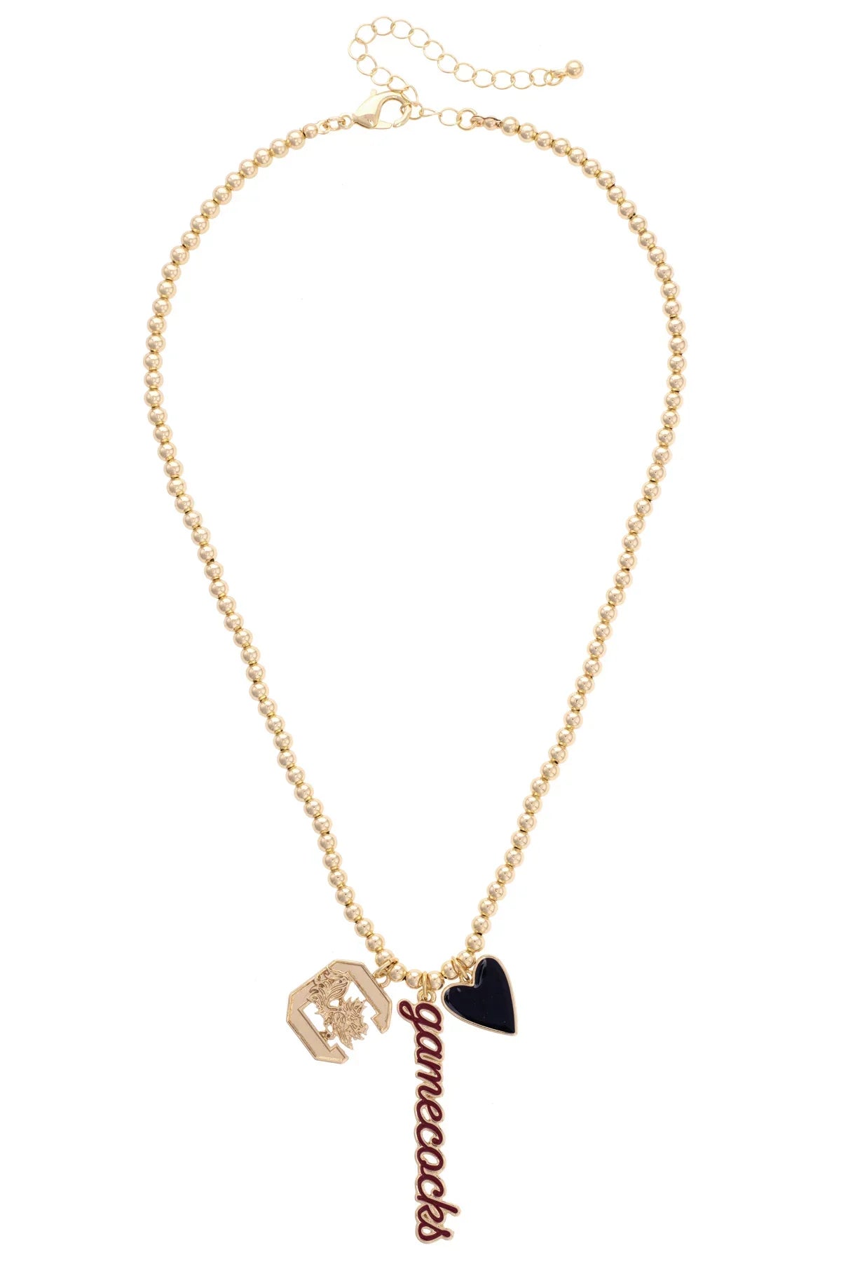 Gameday Ball Bead Charm Necklace Shiny Gold