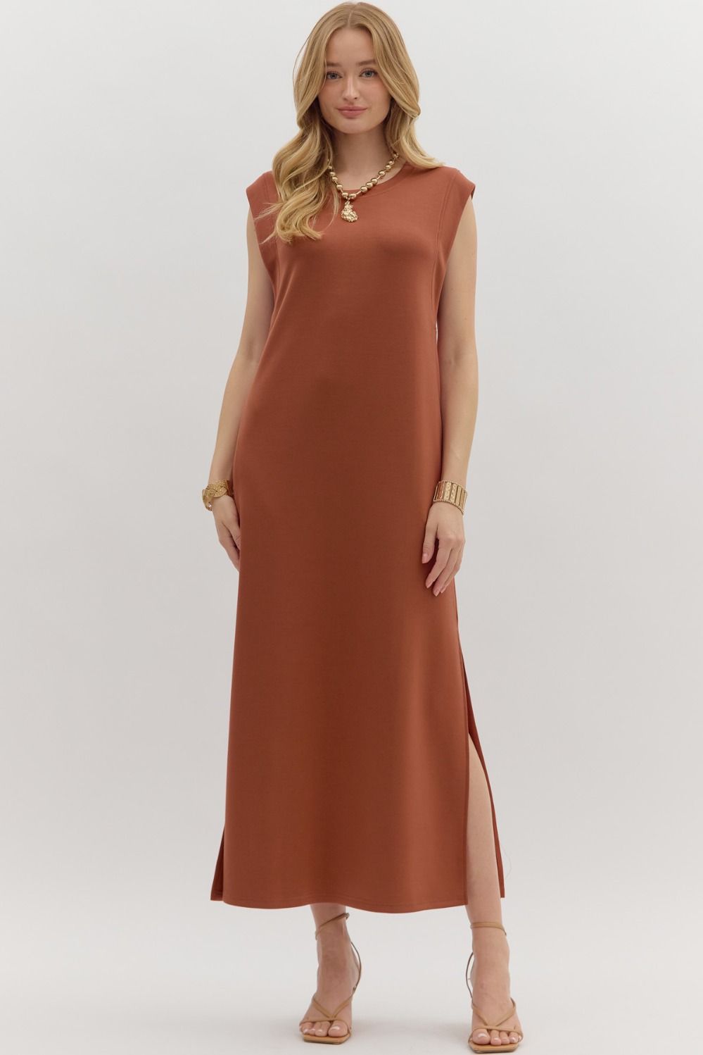 Solid Jersey Knit Midi Dress