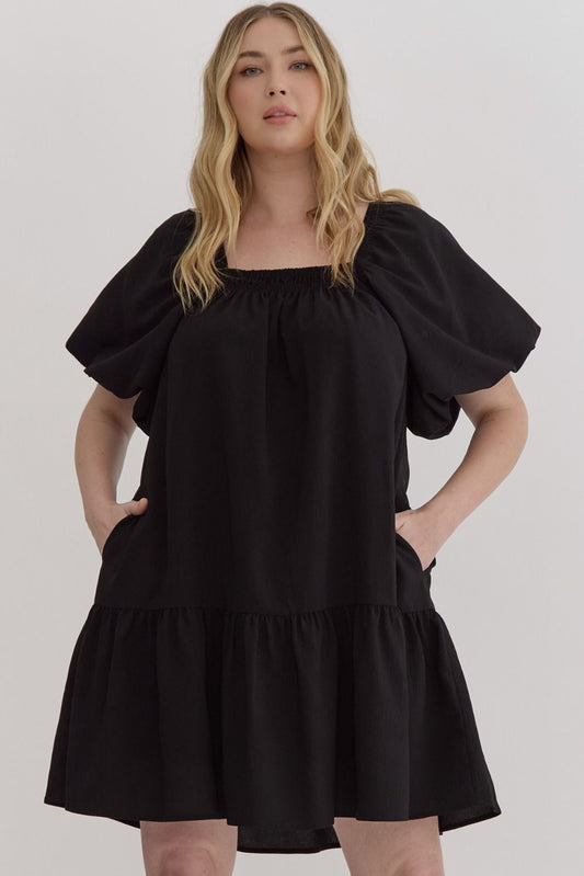Short Sleeve Square Neck Dress