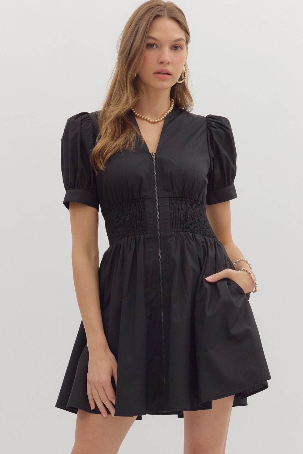 Front-zip Mini Dress