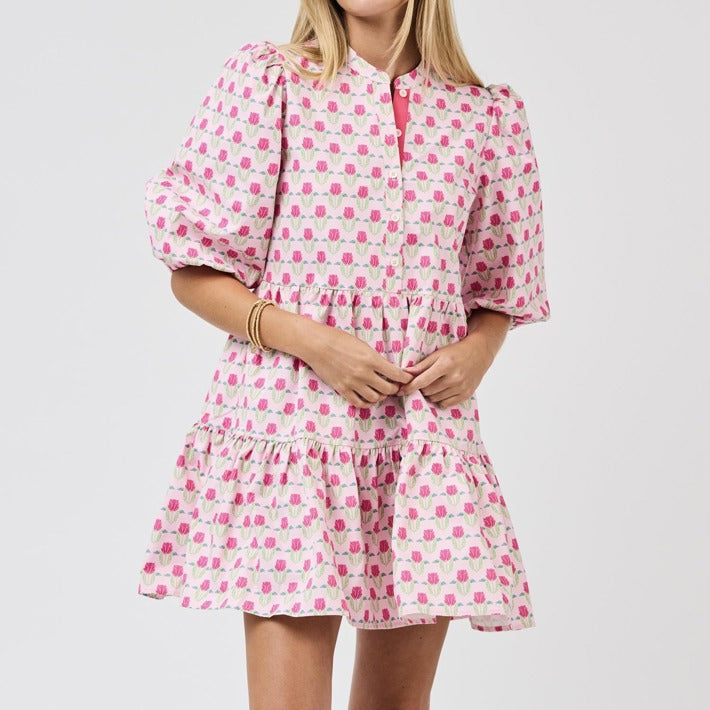 Mini Dress Riley Flora Fanfare Pink