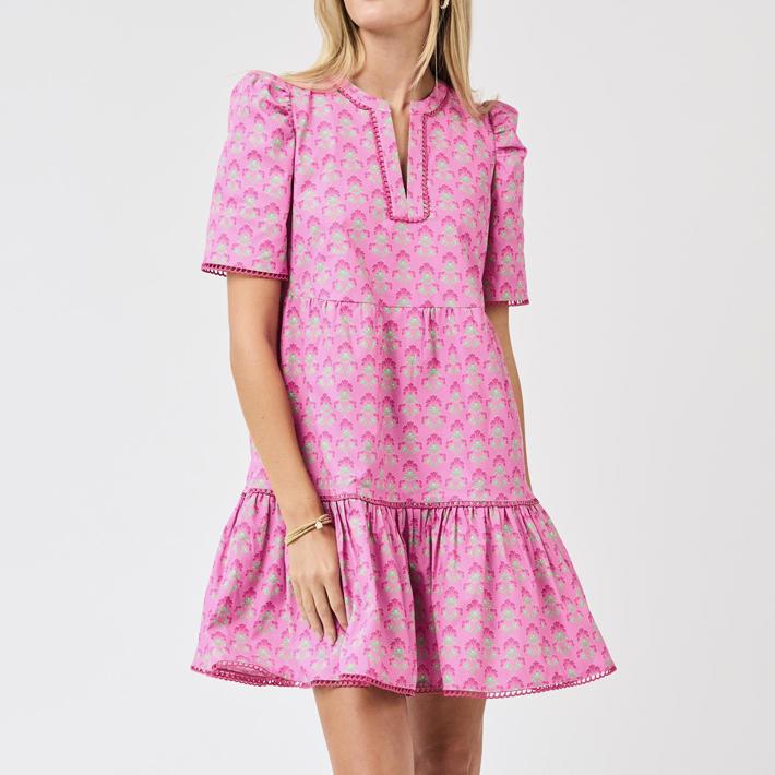Dress Adelyn Deco Lilies Fuchsia