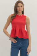 Solid sleeveless peplum top