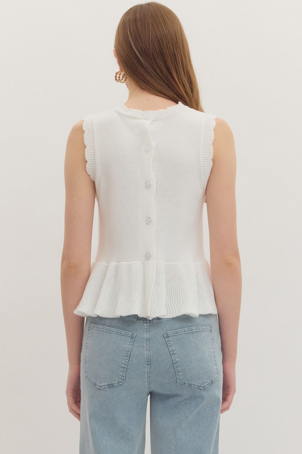 Peplum Knit Button Back Top