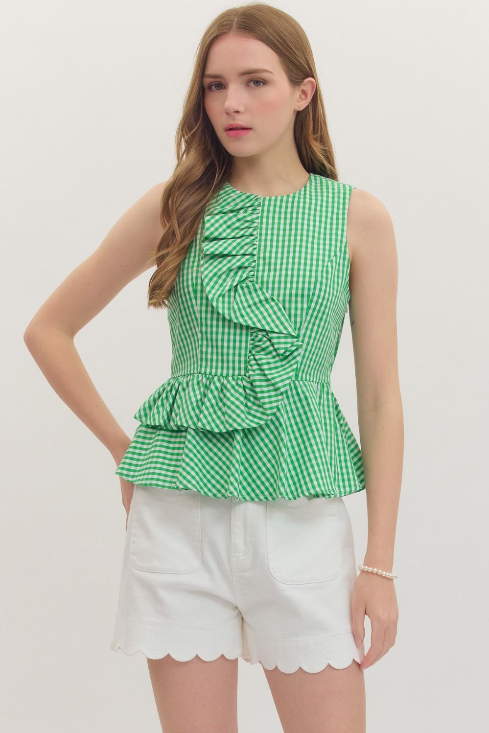 Gingham Peplum Top