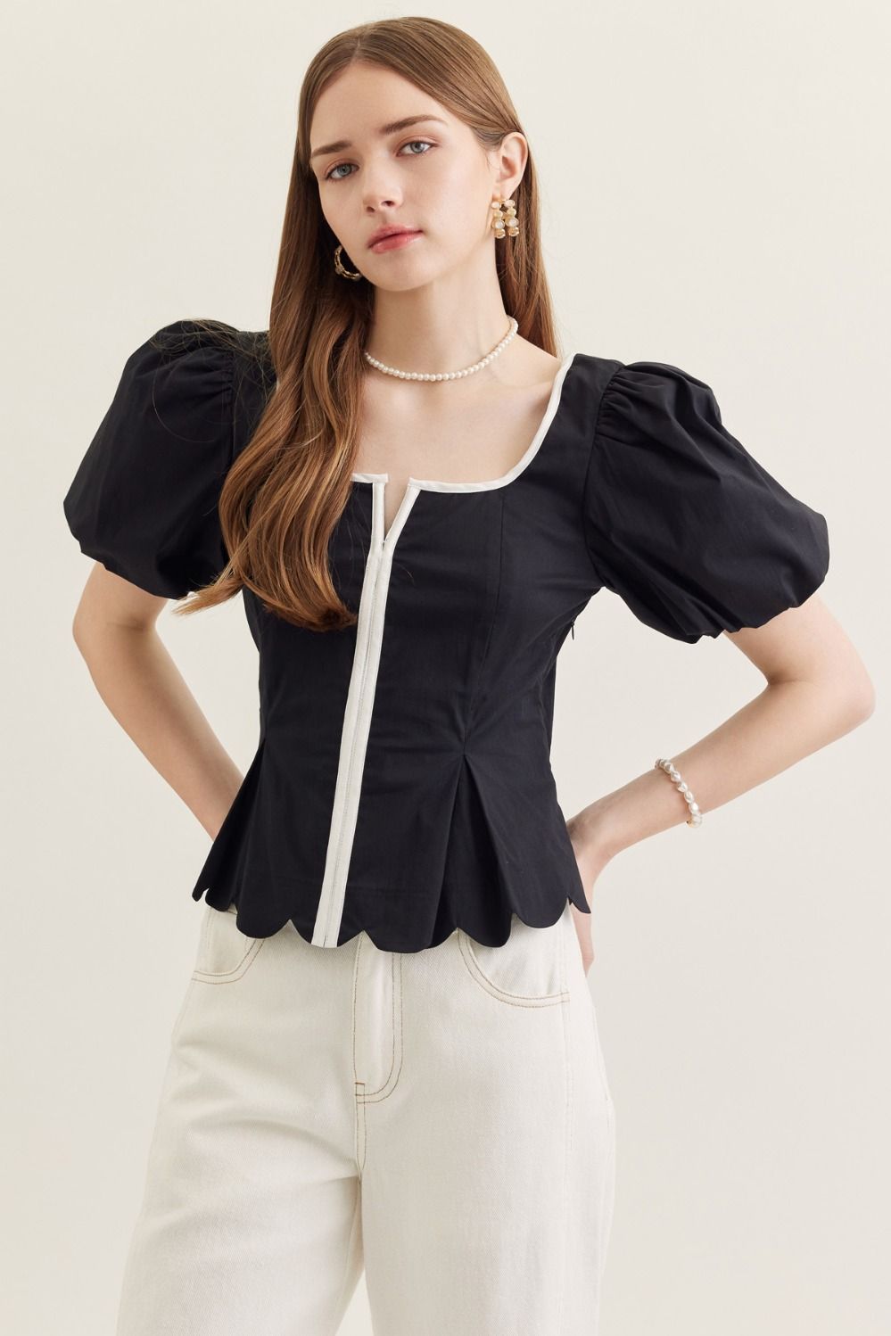 Puff Sleeve Peplum Top