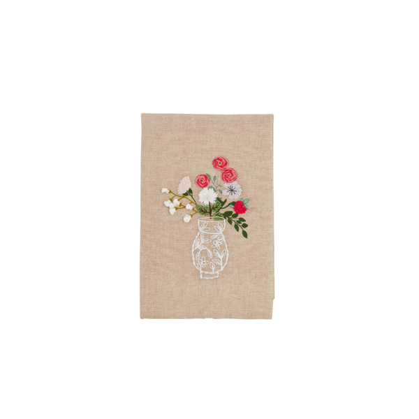 Flower Embroidered Towel