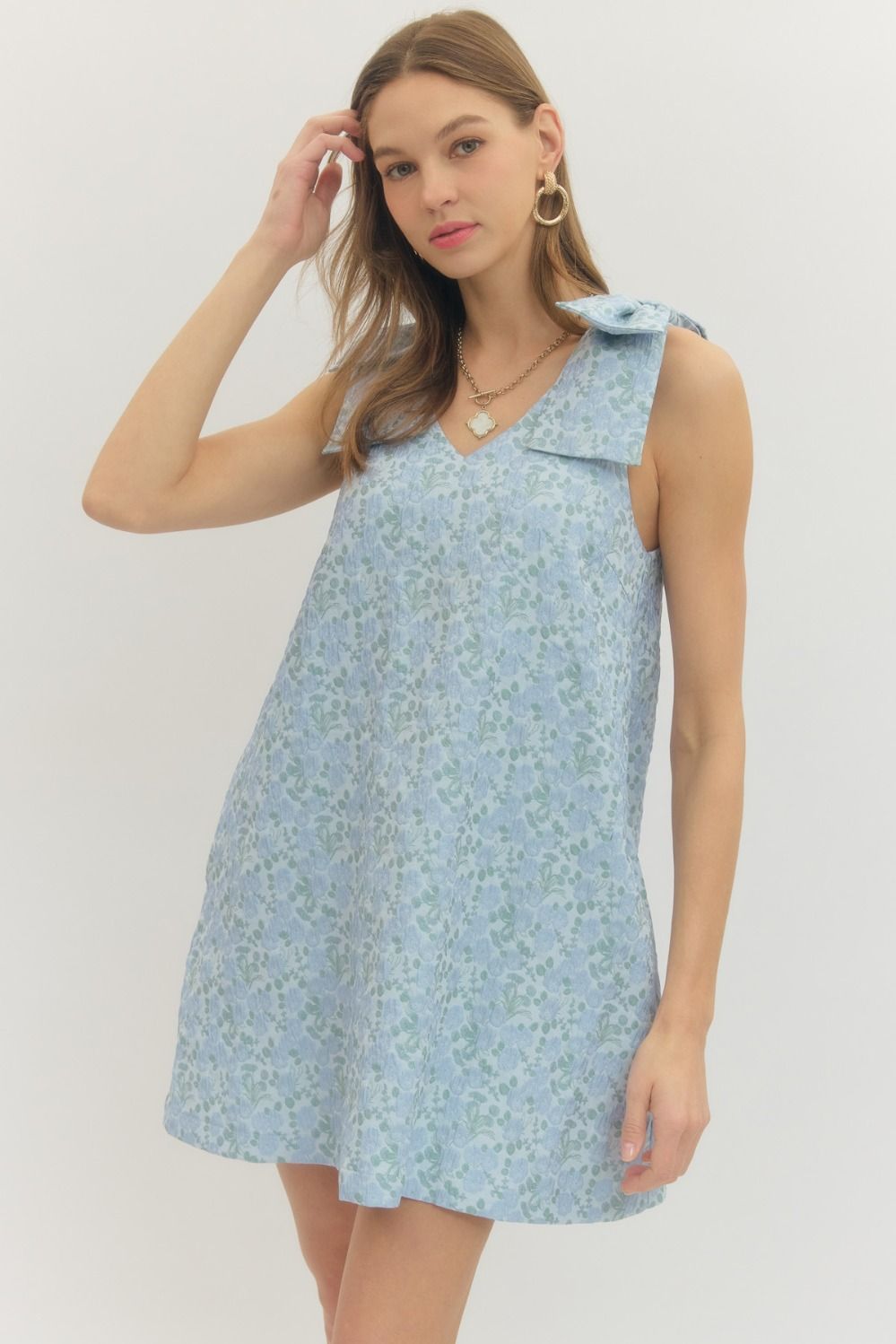 Floral Bow Strap Mini Dress