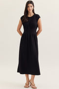 Pintuck Waist Midi Dress
