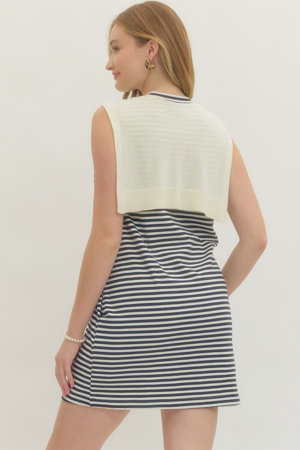 Striped Mini Dress with Scarf