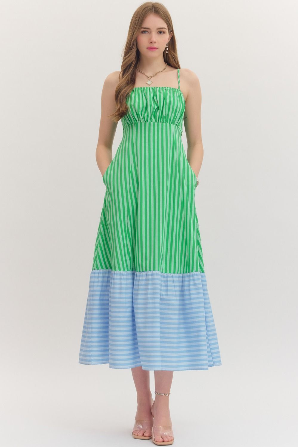 Striped Contrast Midi Dress