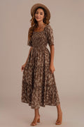 Early Autumn Bloom Smocked Tiered Maxi Dress