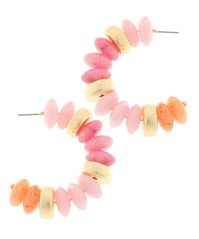 Color Rondelle Shape Beads Hoops