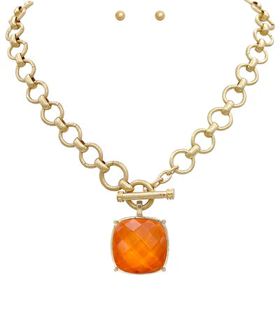 Square Stoned Necklace
