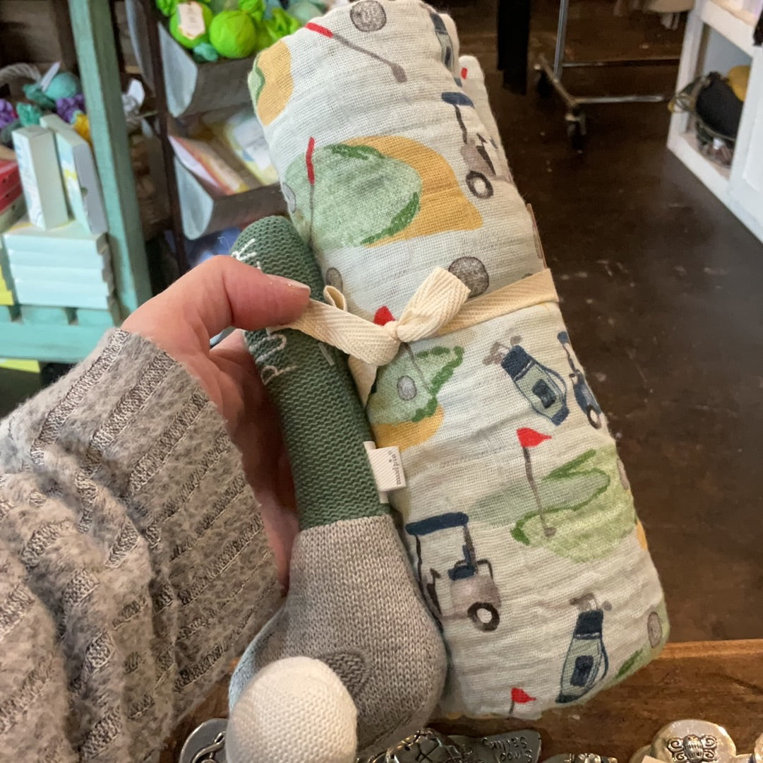 Golf Swaddle Blanket w/ Rattle