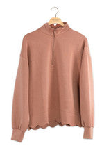 SS Scalloped Quarter Zip Pullover