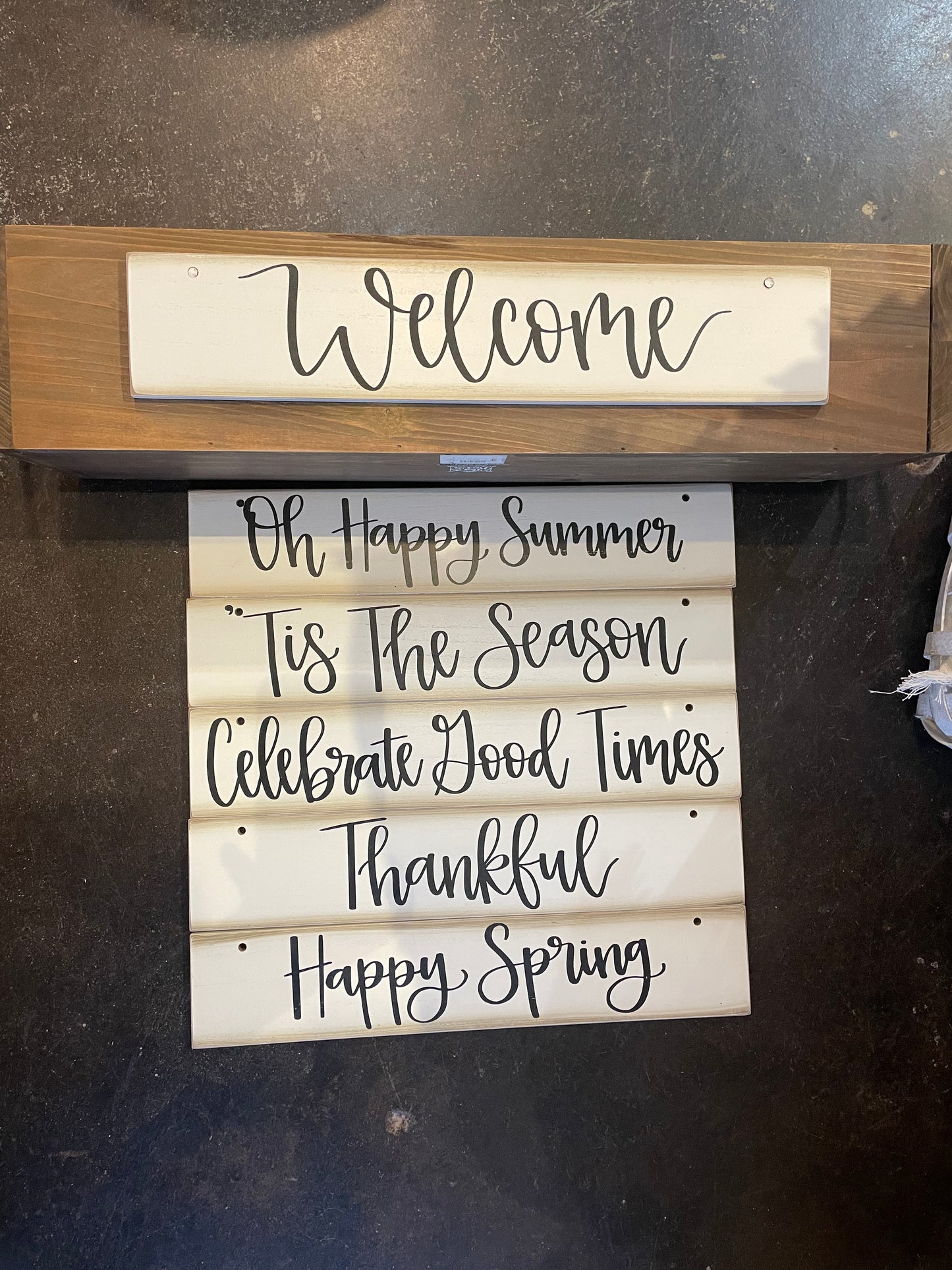 Wooden Centerpiece Box with six interchangeable signs.