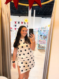 LAS Ribbed Trim Polka Dot Tank Split Mini Skort Set