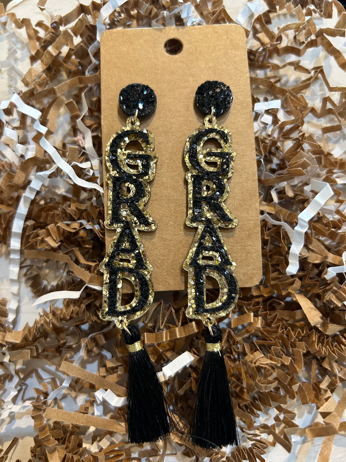 Glitter Grad with Tassel Earrings