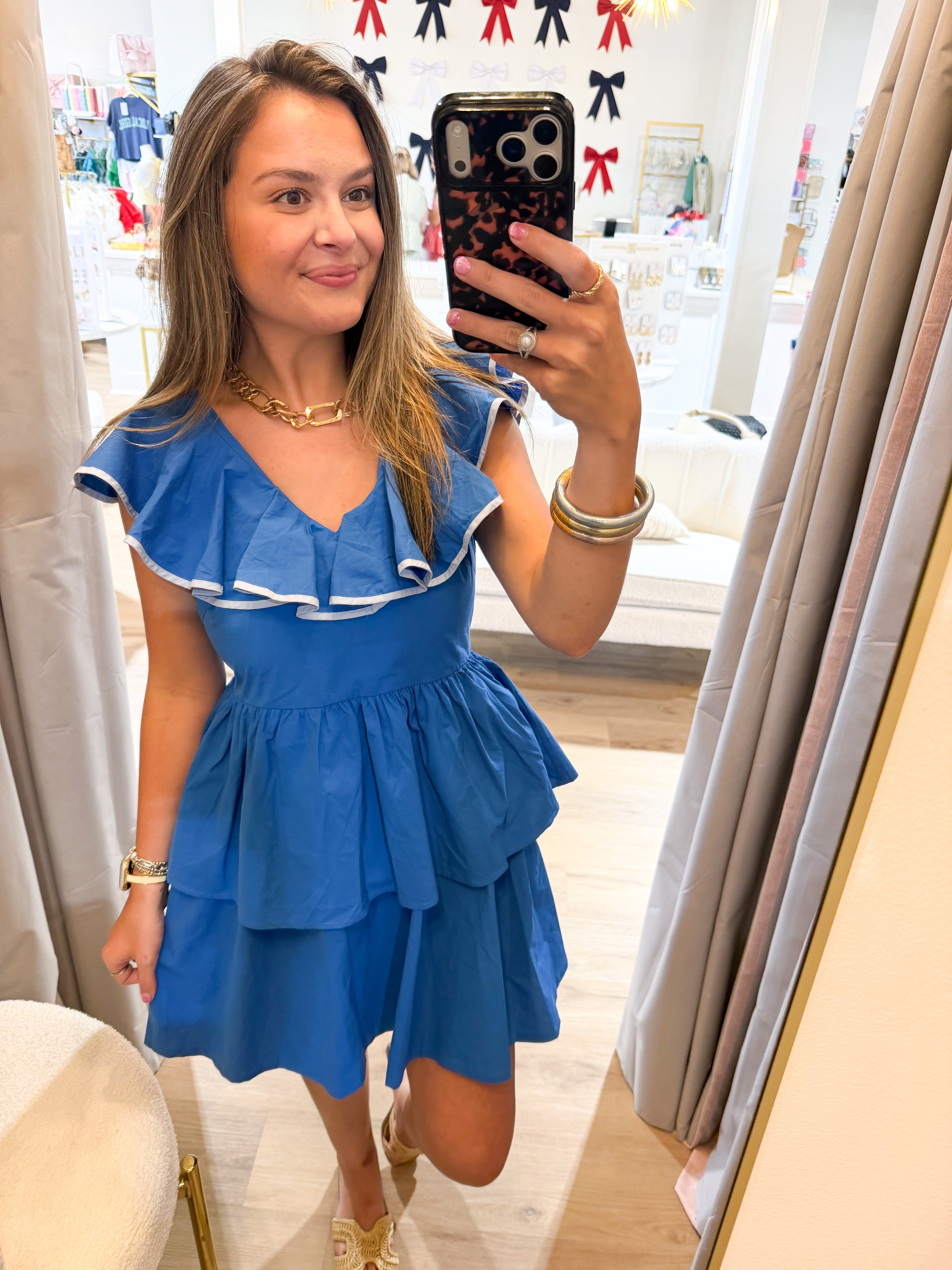 Blue Ruffle Top Dress