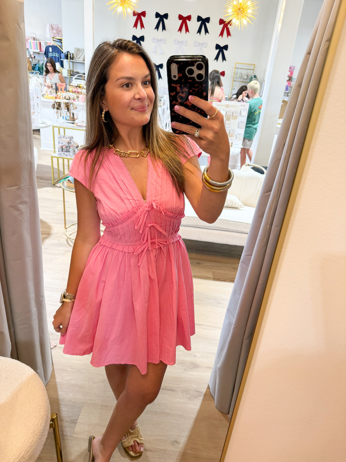 Tie Front V-Neck Dress