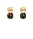 Gold Double Square Stud Earrings