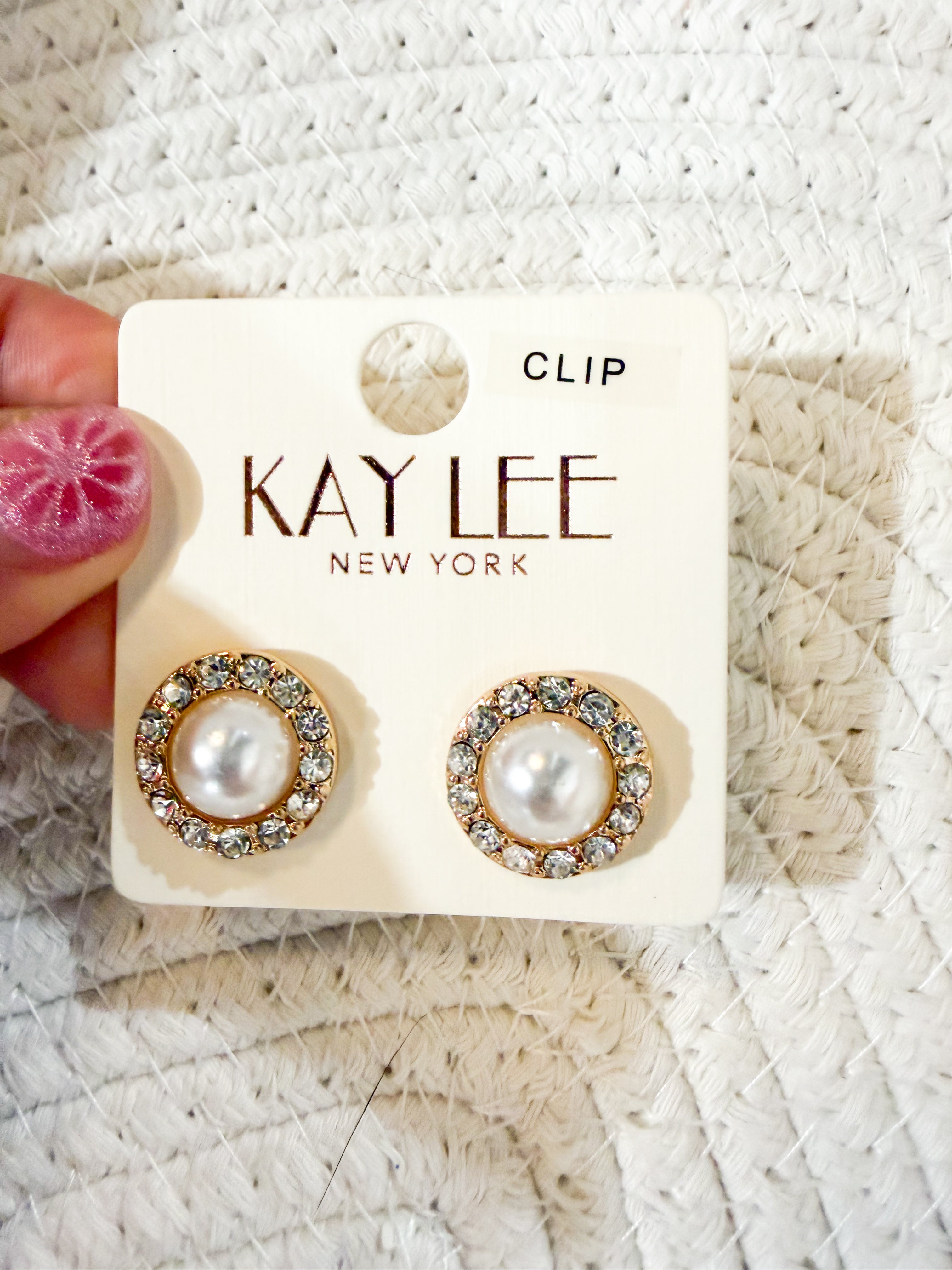 Clip on Pave Pearl