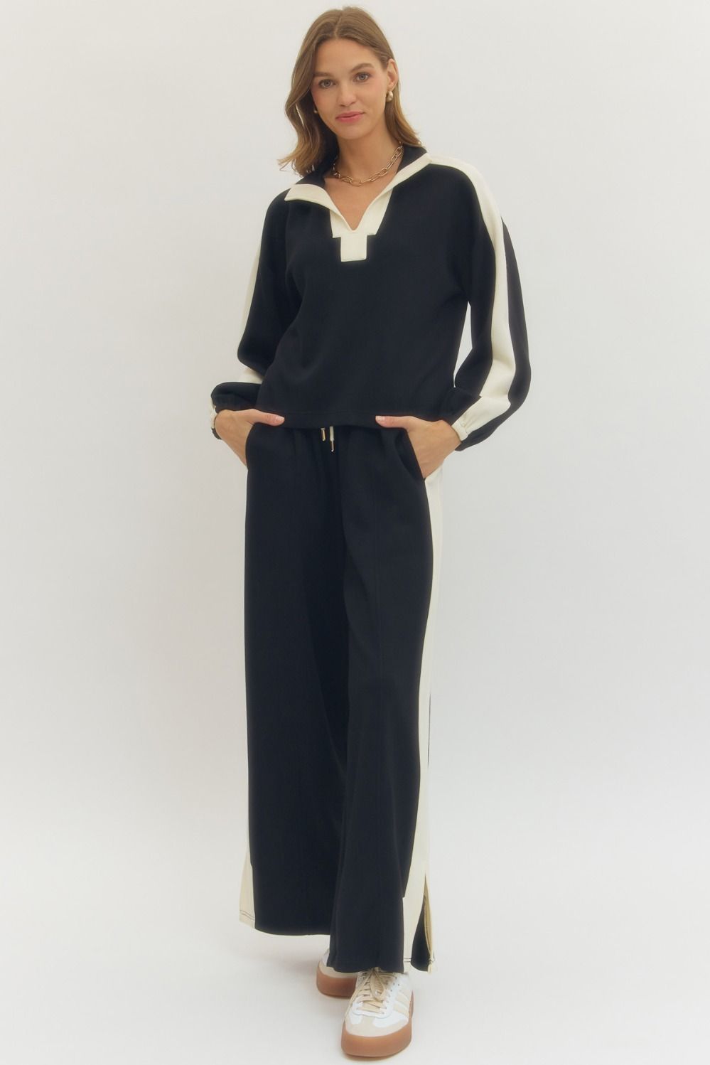 Knit Set with Contrast Stripe