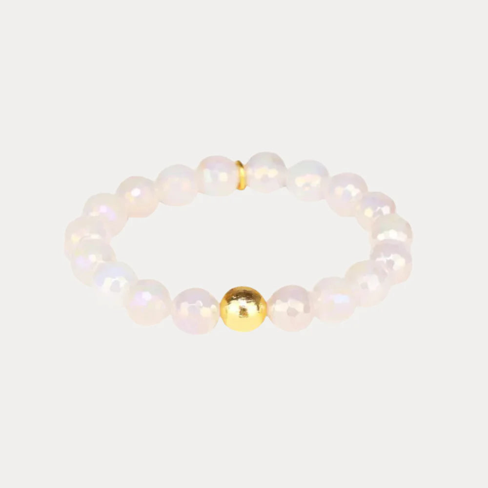 White Pearl Mala Beaded Bracelet