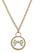 Blakeley Enamel Bow Pendant Necklace in Ivory