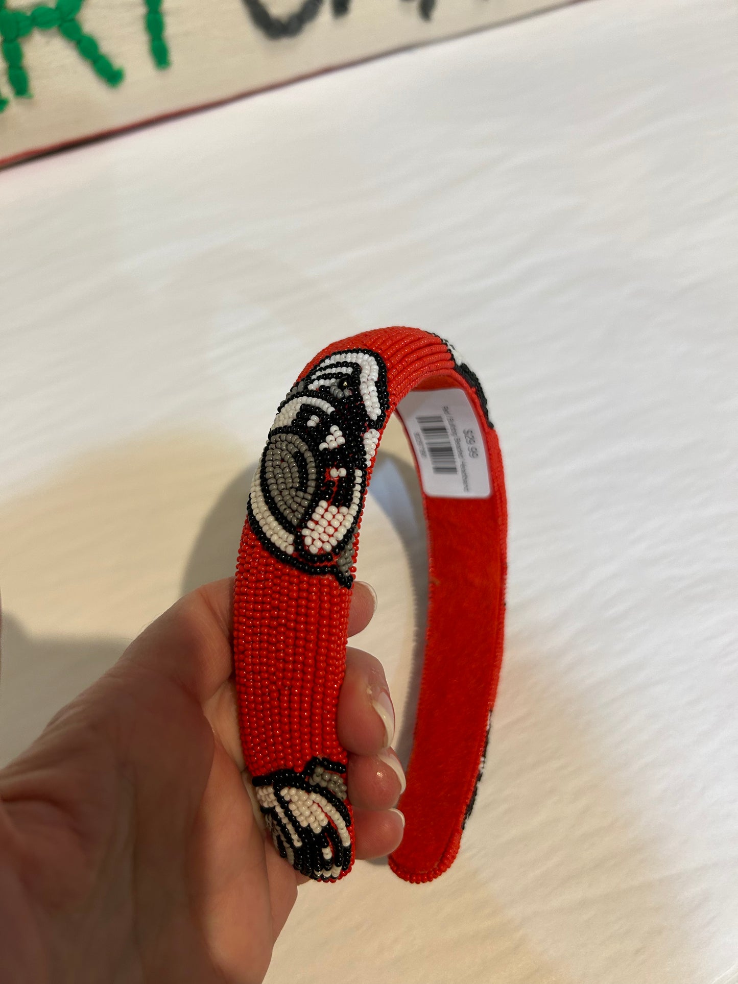 Red beaded Georgia Bulldogs Headband.