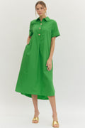 Collared Sunburst Button Dress