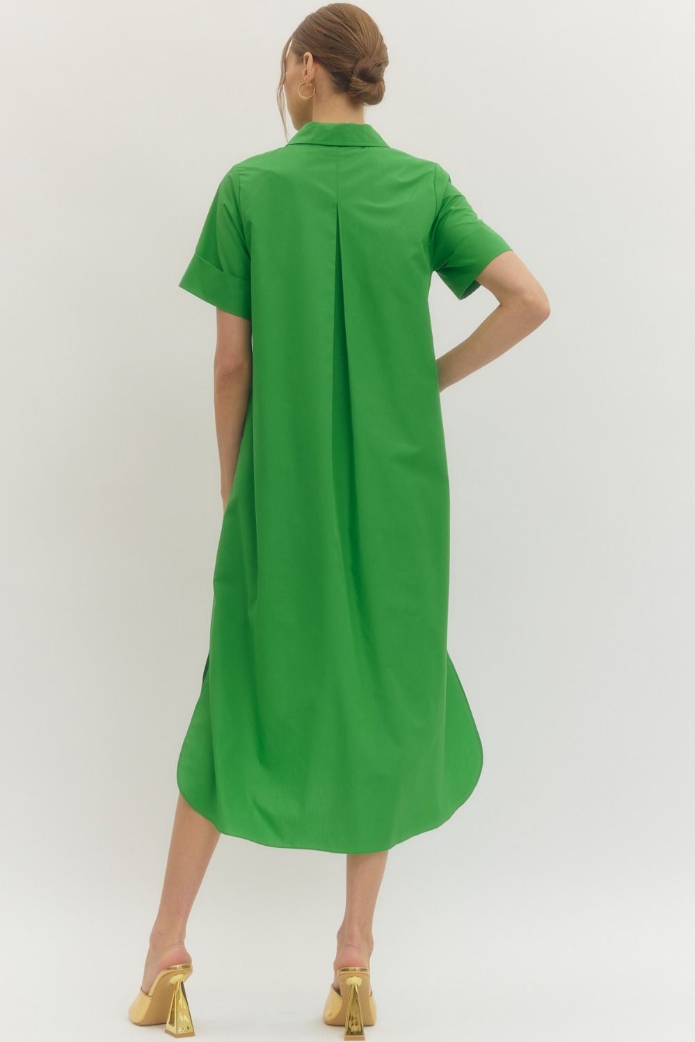 Collared Sunburst Button Dress