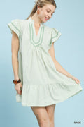 Striped Ruffle Hem Tunic Dress