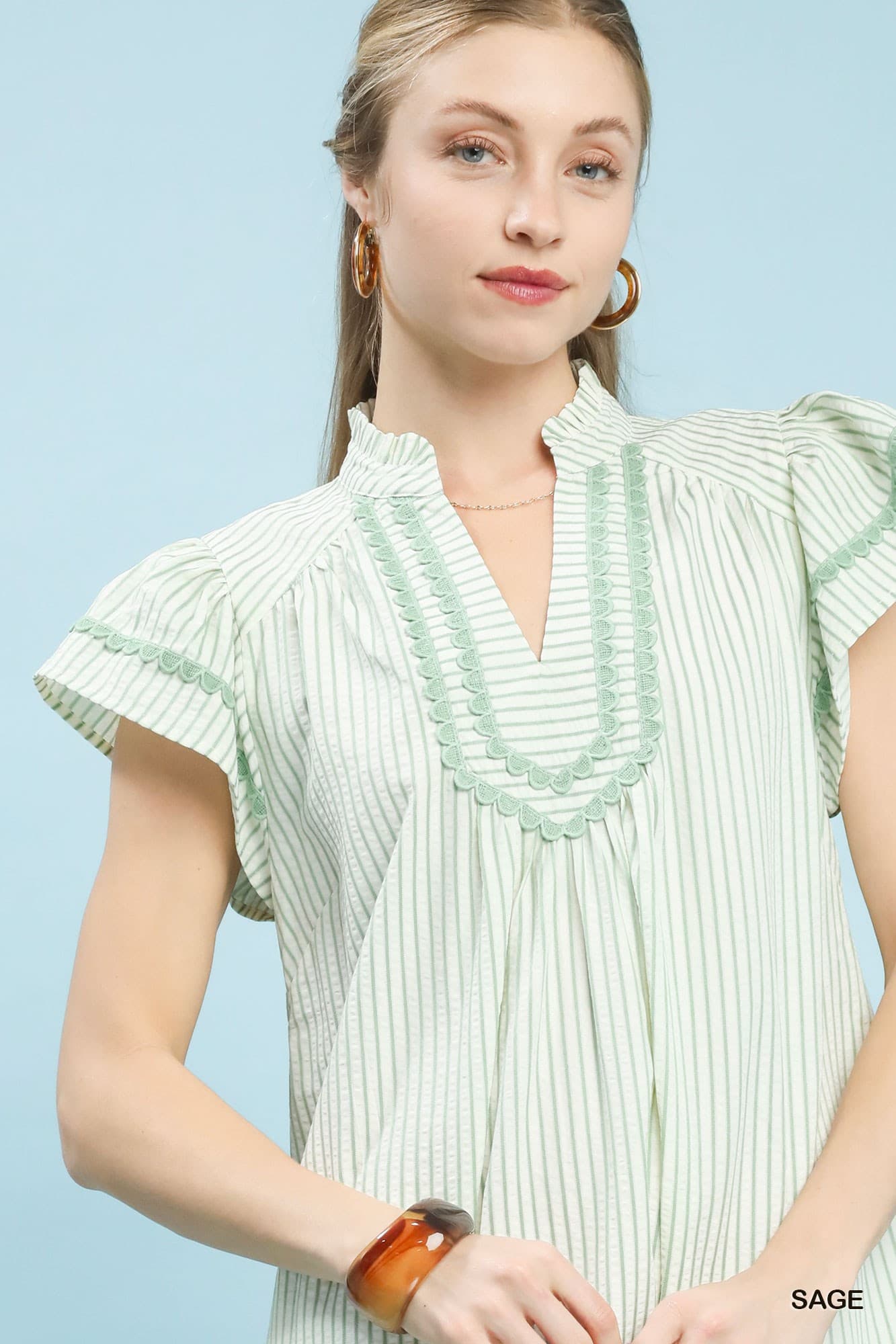 Striped Ruffle Hem Tunic Dress